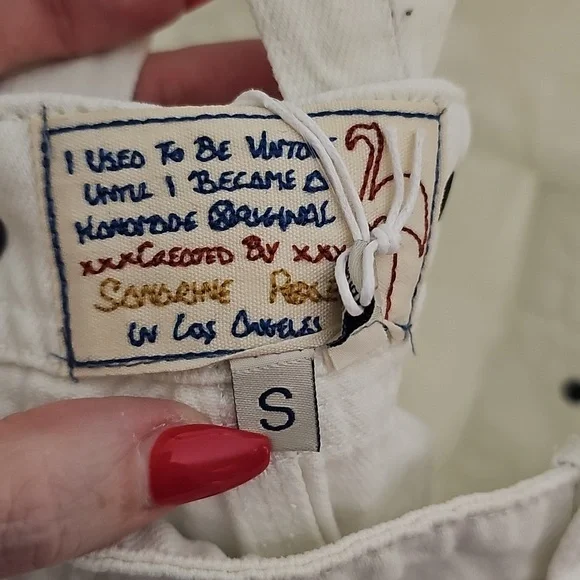 NWT Sandrine Rose Small Women's White Denim Overalls - Picture 7 of 10